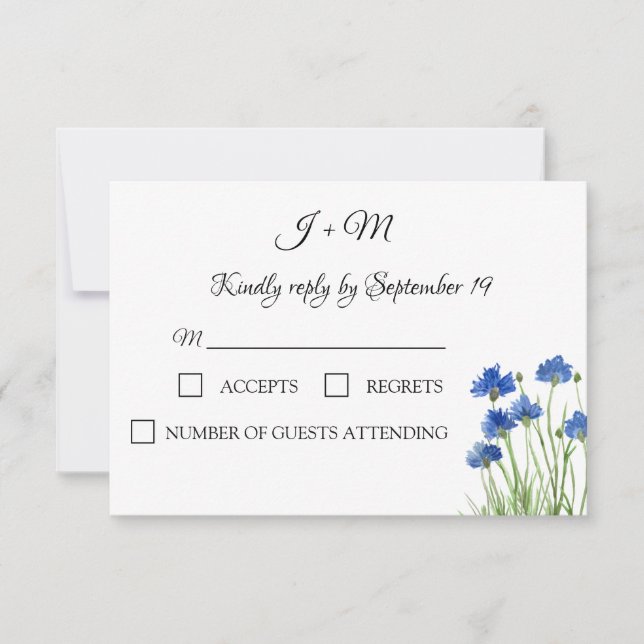 Cornflower Wildflower Floral Rustic Modern RSVP (Frente)