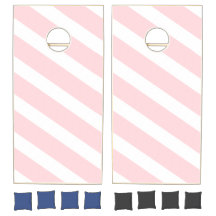 Cornhole Set Pink & White Stripe
