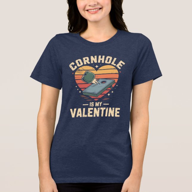 Cornhole Valentine - Camiseta da Equipe de Lançame (Frente)