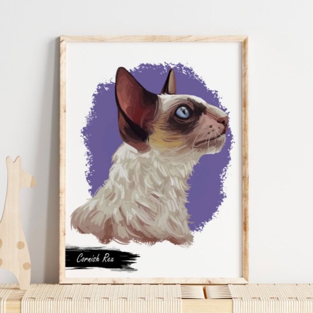 Cornish Rex Cat Impressão | Impressão de Parede de (Criador carregado)