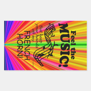 Corno Francês Sente O Adesivo Retangular De Música