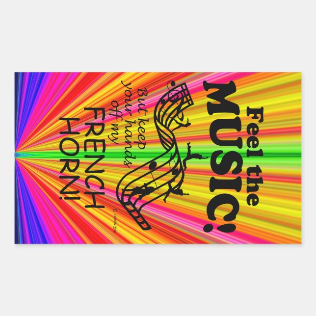 Corno Francês Sente O Adesivo Retangular De Música (Frente)