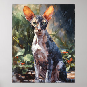 Cornualha Cornuda Rex Cat Art Poster Impressão