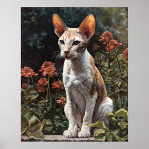Cornualha Cornuda Rex Cat Art Poster Impressão