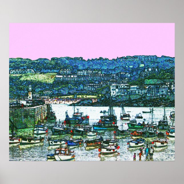 Cornwall Rua Ives porto poster DE 8,99 (Frente)