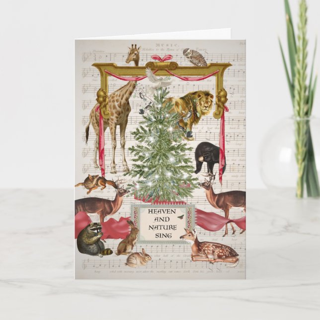 Coro de Animais com Cartão de Boas Festas de Natal (Frente)