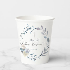 coroa azul floral Primeira Comunhão Santa