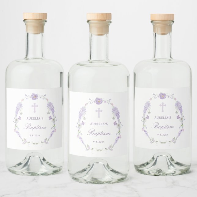 Coroa de Batismo Lilás Lavanda Floral (Garrafas)