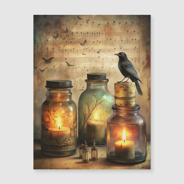 Coroa de Candlelit com Garrafas Anticas e Música F (Frente)