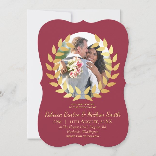 Coroa de casamento com foto personalizada em doura (Frente)