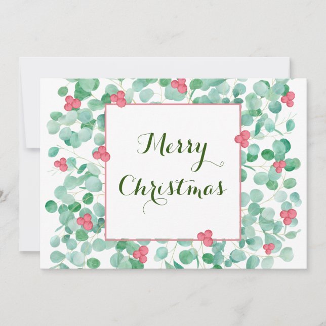 Coroa de Eucalipto e Frutas Vermelhas Cartão de Na (Frente)