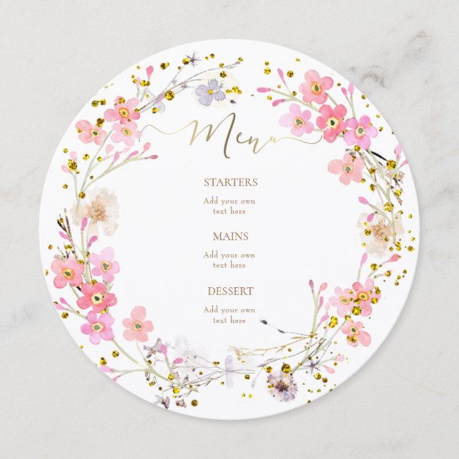coroa de flores rosa Menu (Frente)