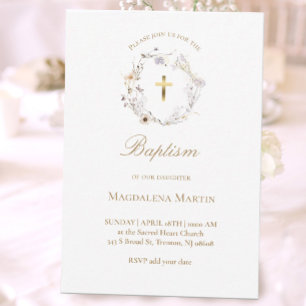 coroa de flores silvestres   Convite Baptism