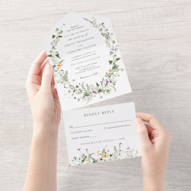 Coroa de Flores Silvestres Simples para Casamento (Aba destacável)