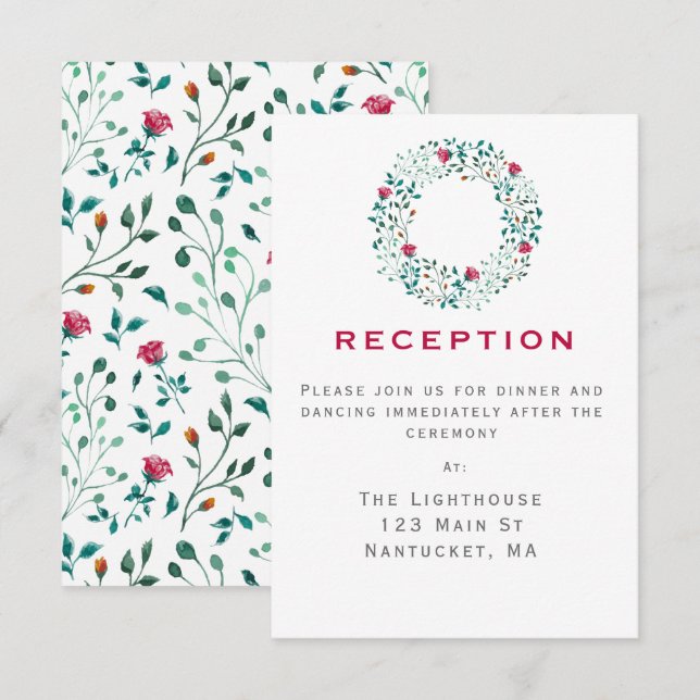 Coroa de Folhagem Rústica | Cartão de Mesa de Rece (Frente/Verso)