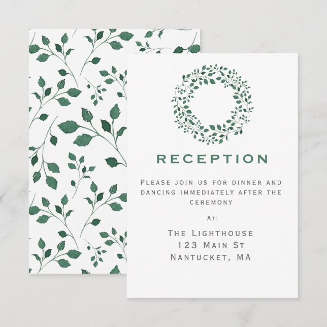 Coroa de Folhagem Rústica | Cartão de Mesa de Rece (Frente/Verso)