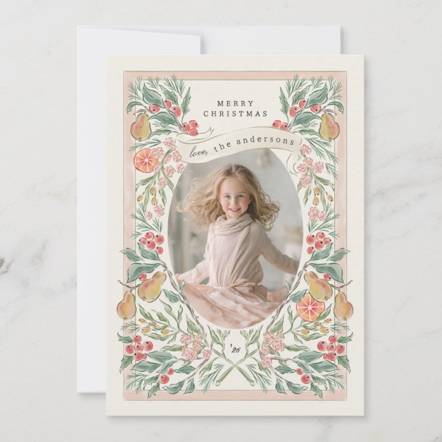 coroa de frutas para feriado florescendo cartão de (Frente)