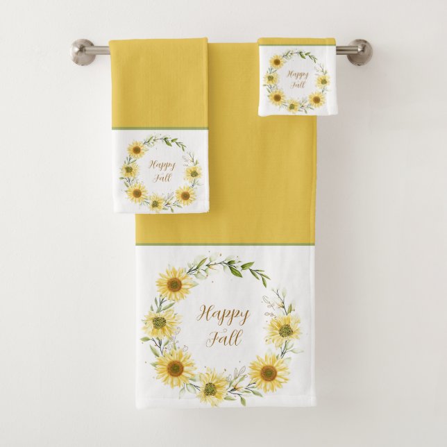 Coroa de girassóis com texto personalizável toalha (Insitu)