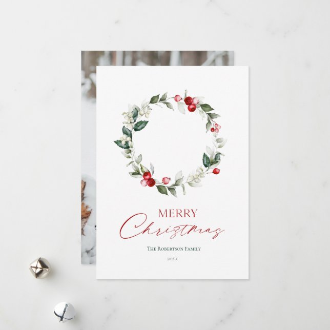 Coroa de Inverno Cartão de Foto Personalizado (Frente/Verso In Situ)
