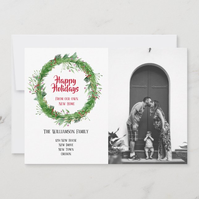 Coroa de Inverno Nova Casa para os Feriados Cartão (Frente)