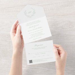 Coroa de Monograma de Código QR de Noiva Elegante