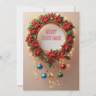 Coroa de Natal 🎄✨Bagos de Poinsettia Fita Dourada