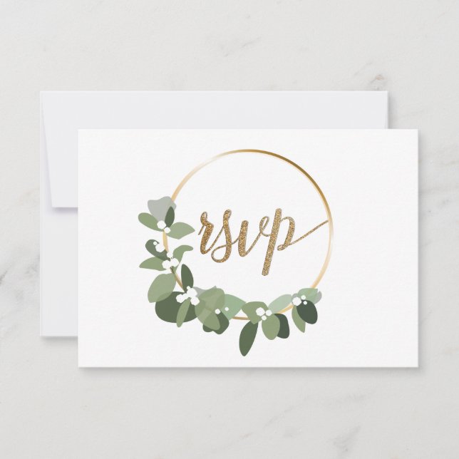 Coroa de Natal casamento Dourado RSVP sem envio po (Frente)