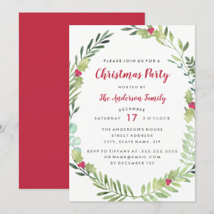 Coroa de Natal em Aquarela Festiva para Cartão de