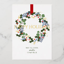 Coroa de Natal em Aquarela Moderna Quadrada de Fér
