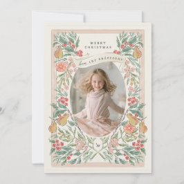 coroa de Natal florida cartão de saudação com frut