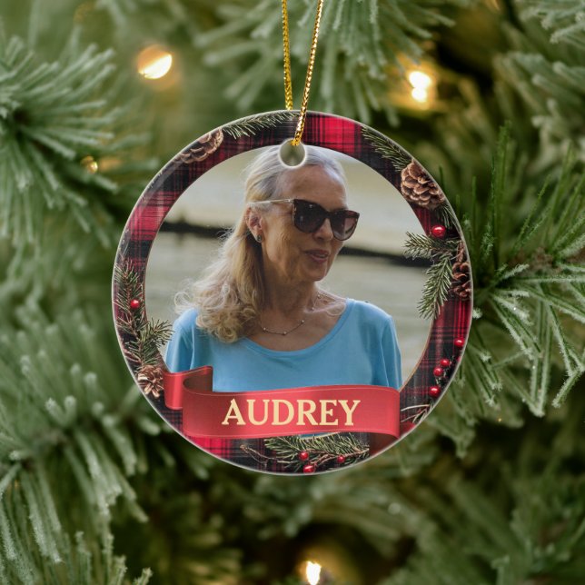 Coroa de Natal Xadrez Qualquer Foto Enfeite de Árv (Árvore)