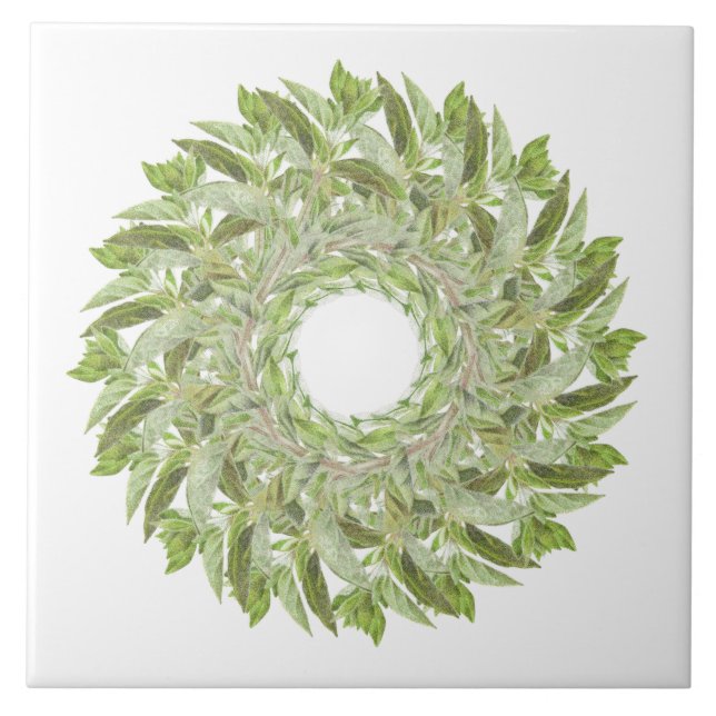 COROA DE ORÉGANO 15 CM Azulejo Cerâmico (Frente)
