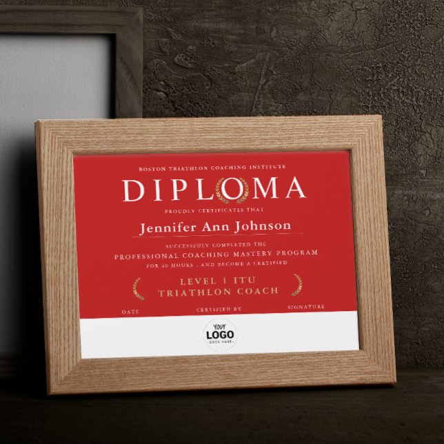 Coroa de Ouro Vermelho Elegante Diploma de Graduaç (Criador carregado)