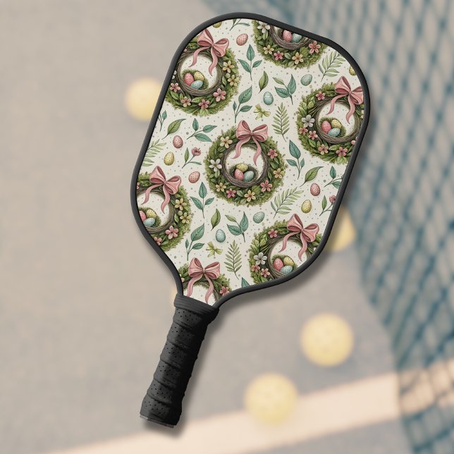 Coroa de Páscoa de buxo com Laço Rosa e Ovo (Criador carregado)