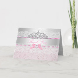 Coroa de Princesa Rosa & Cartão de Agradecimento c