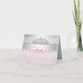 Coroa de Princesa Rosa & Cartão de Agradecimento c