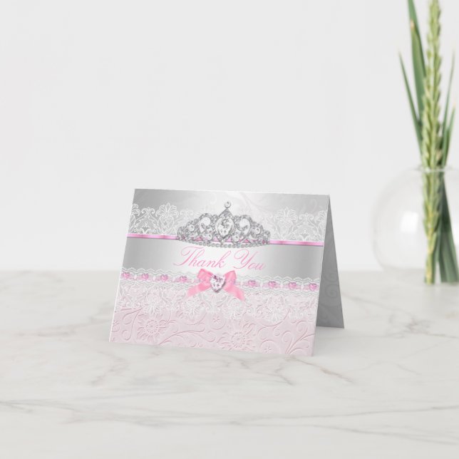 Coroa de Princesa Rosa & Cartão de Agradecimento c (Frente)