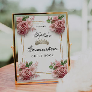 Coroa de Rosa Rosa Quinceañera Livro de Registro d