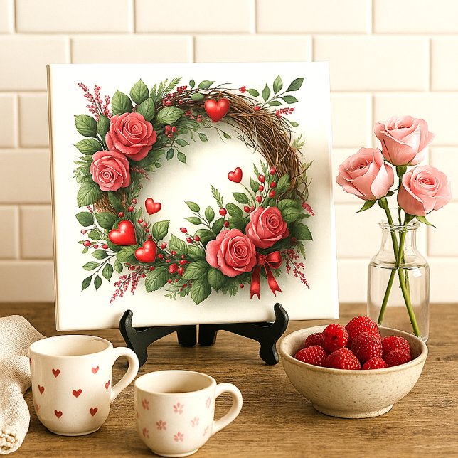 Coroa de Rosa Rosa Romântica com Corações Vermelho (“Styled using AI-generated mockup by Susang6.”)