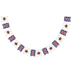 Coroa e bandeira reais de Union Jack