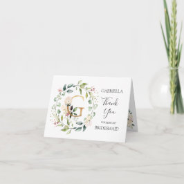 Coroa floral Damas de honra carta G Agradecimento 