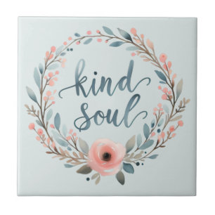 Coroa Floral de Alma Gentil Citação em Aquarela