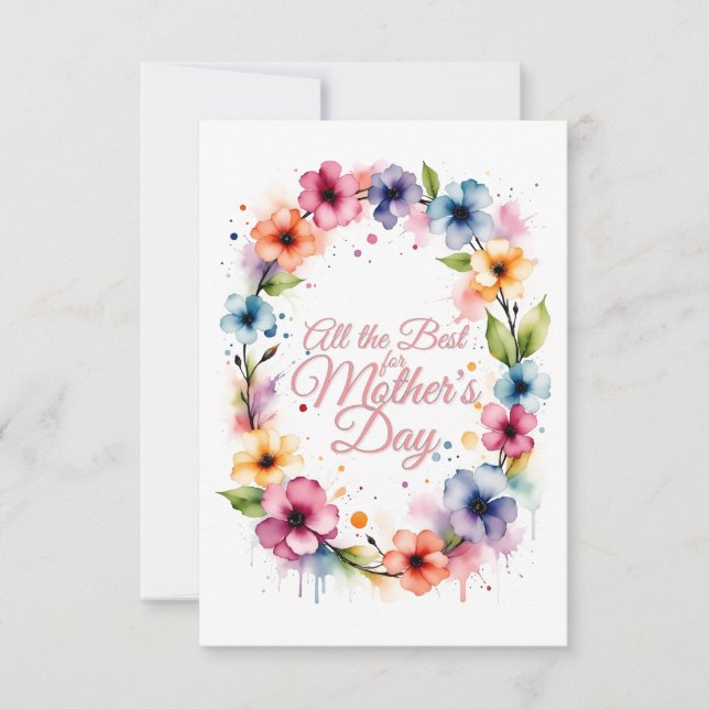 Coroa Floral de Aquarela do Dia das Mães (Frente)