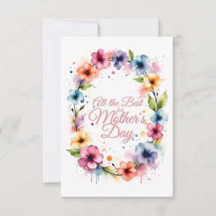 Coroa Floral de Aquarela do Dia das Mães