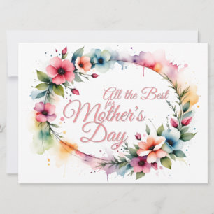Coroa Floral de Aquarela do Dia das Mães em Rosa V