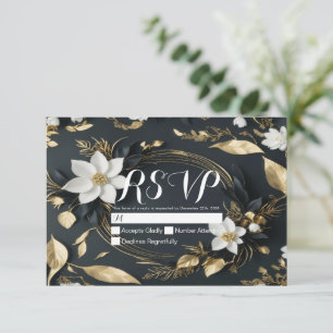 Coroa Floral de Ouro Branco Casamento RSVP Respond