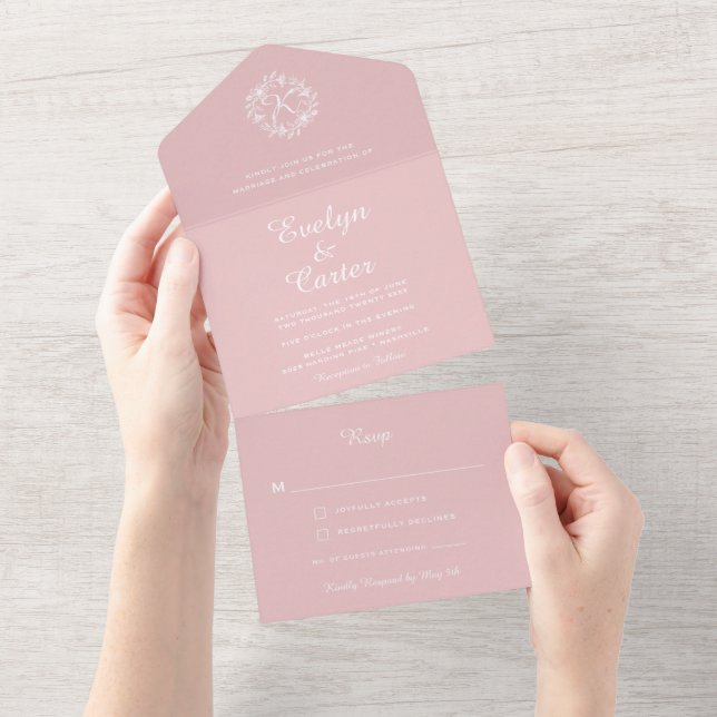 Coroa Floral Elegante Rosa Desbotado Casamento (Aba destacável)