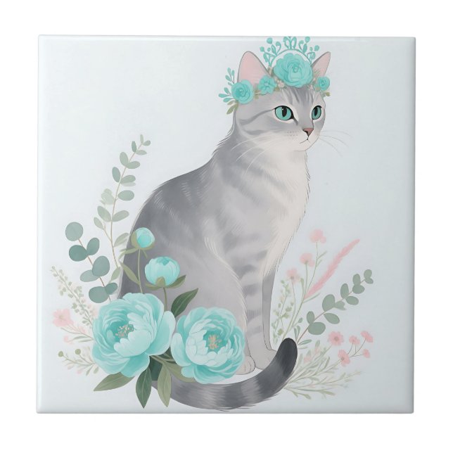 Coroa Floral Gato Cinza (Frente)