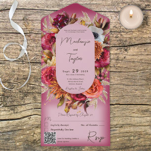 Coroa Floral Moderna Rosa Fúcsia Boho Código QR