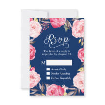Coroa Floral Rosa Resposta RSVP Azul Naval